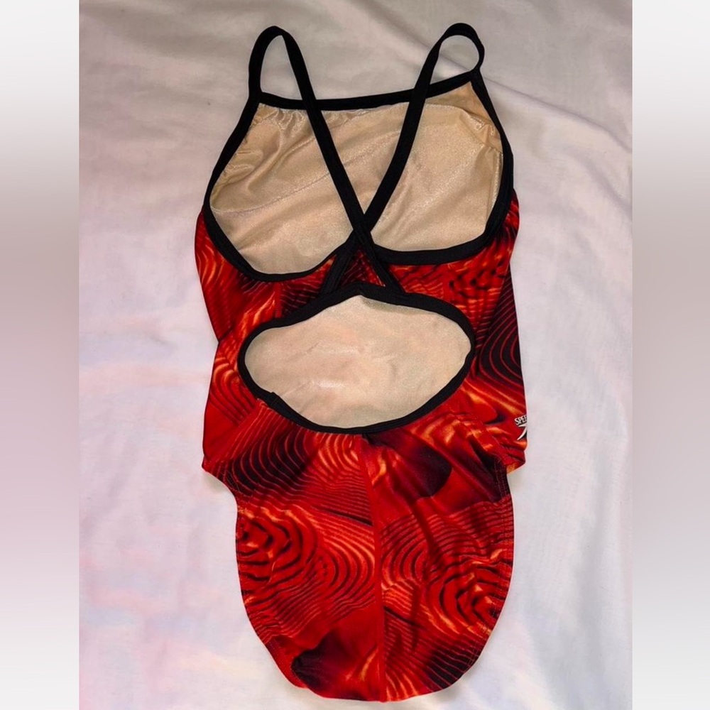 y2k red and black racerback one piece swimsuit by Speedo - Picture 4 of 4